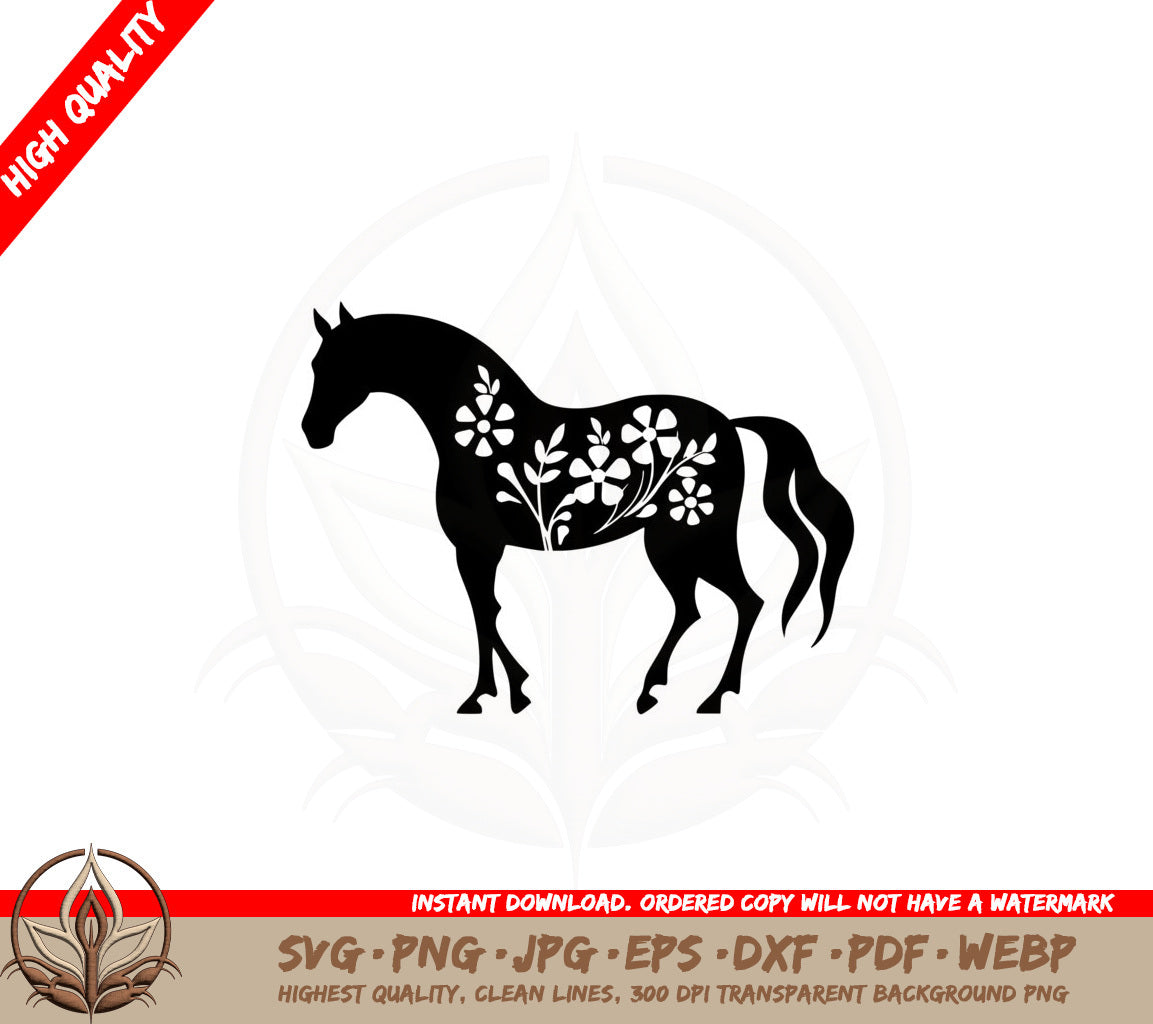 Blossom Horse SVG Cut File  Horse Design for Cricut  Silhouette  