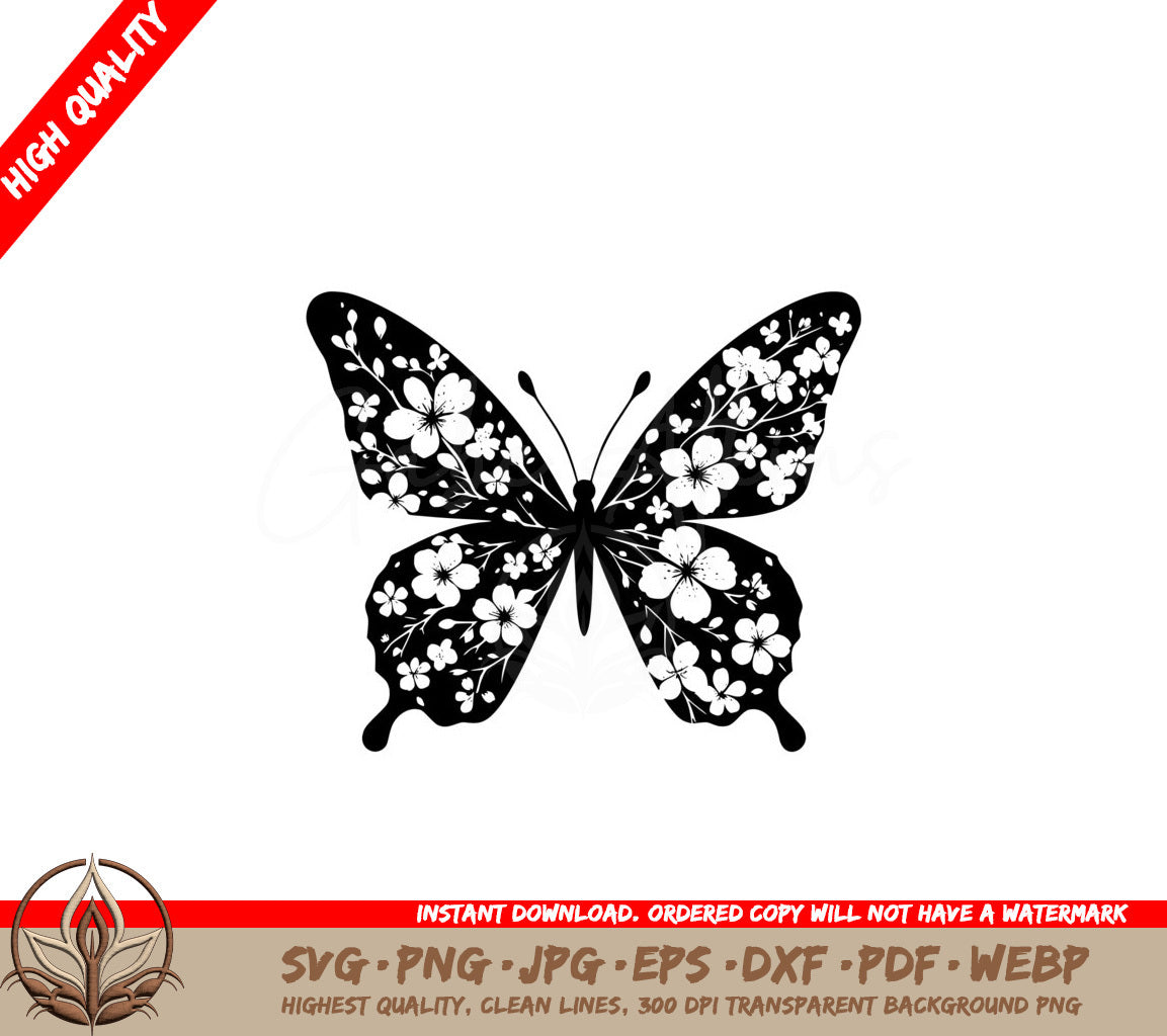 Blossom Winged Butterfly SVG - Digital Product File Variants