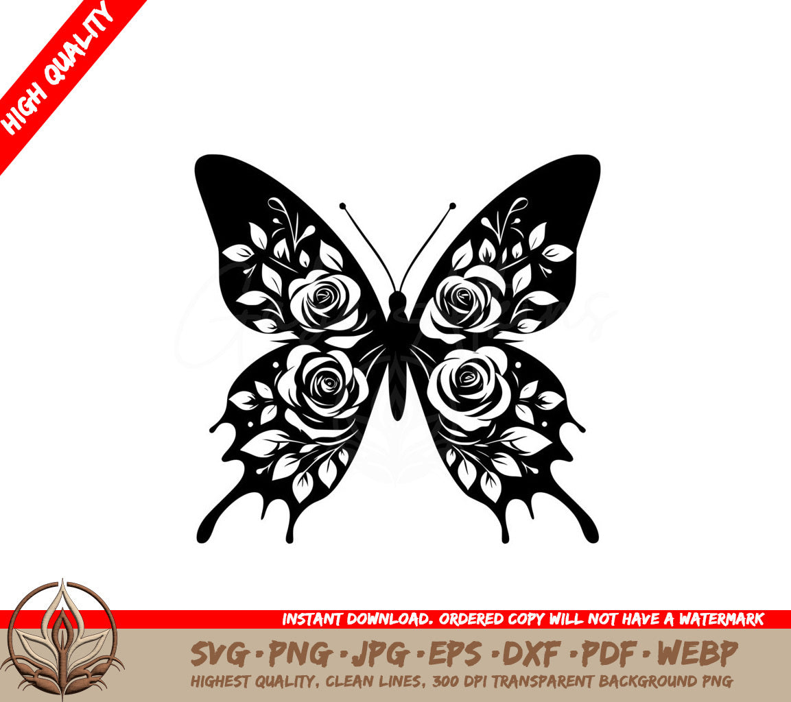 Blossoming Rose Wings SVG - Digital Product file in Multi Formats