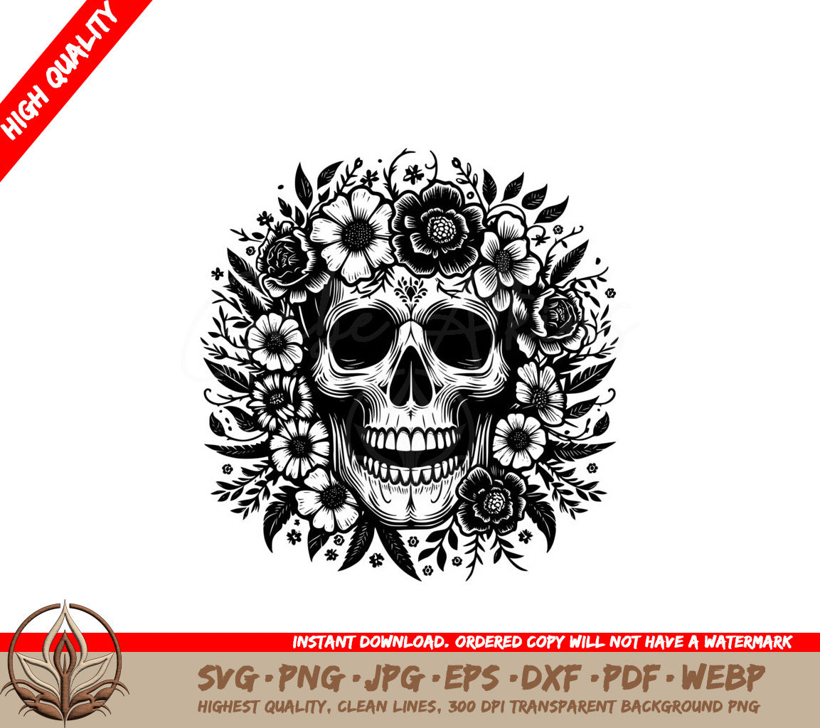 Blossoming Skull SVG - Digital Product in Multiple File Formats