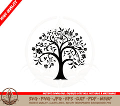 Blossoming Tree SVG PNG JPG AI PDF DXF EPS  WebP Digital Download 