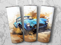 Blue Sports Car Watercolor Splash Tumbler Wrap | 20oz Tumbler Wrap Sublimation Design PNG - Gabe Atkins Designs