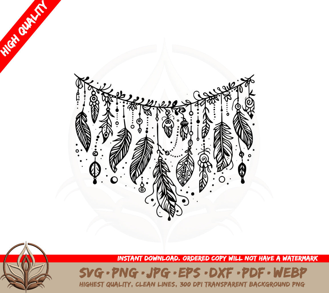 Boho Feather Garland SVG 