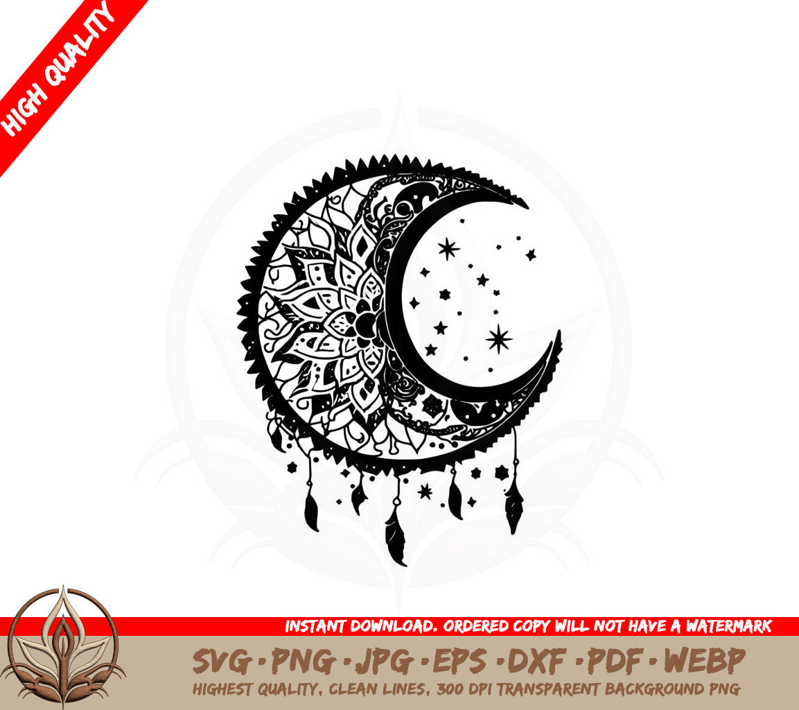 Boho Moon Mandala SVG 