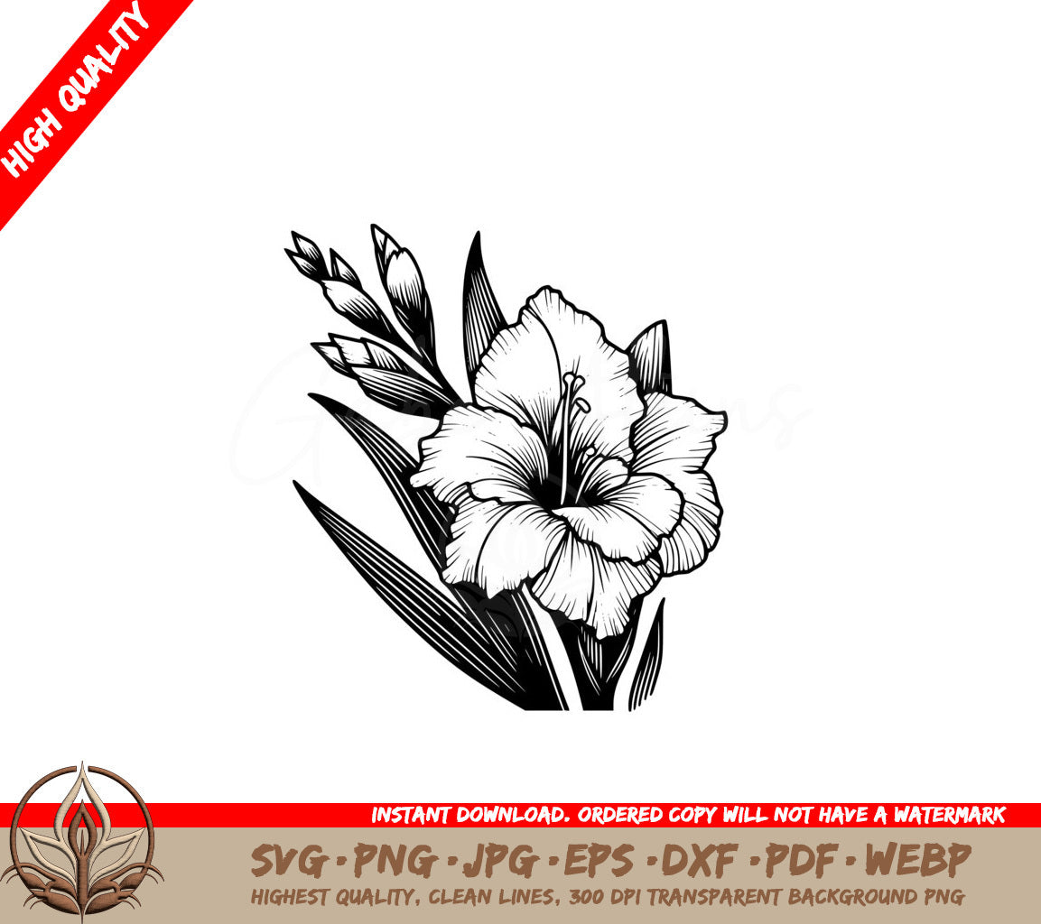 Bold Gladiolus Bloom SVG Digital File