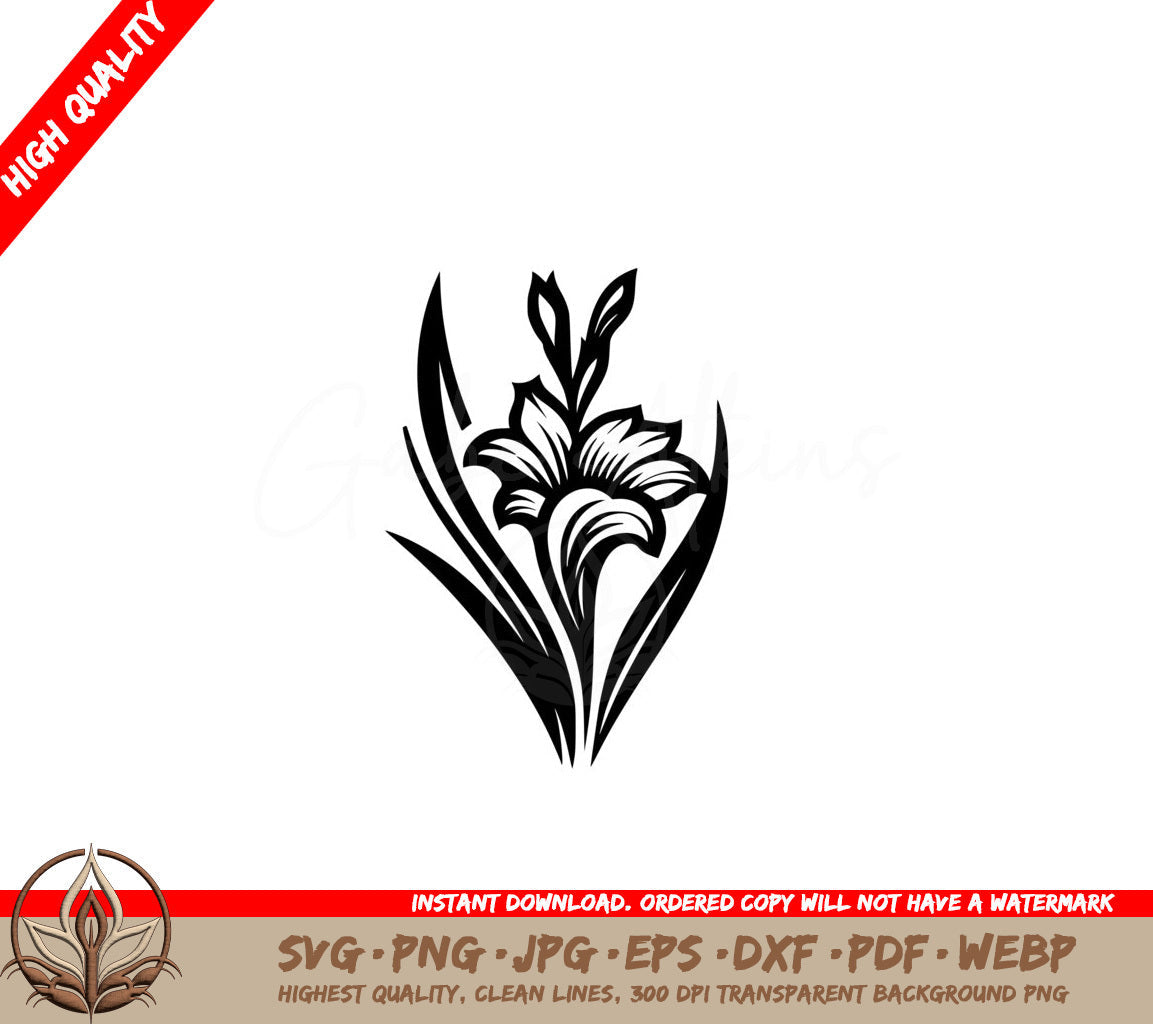 Bold Gladiolus Elegance SVG - Digital Product (SVG, PNG, JPG, AI, PDF, DXF, EPS, WebP)