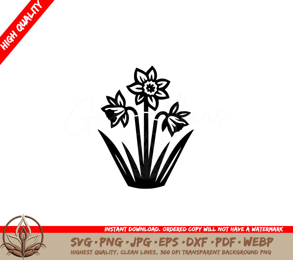 Bold Jonquil Arrangement SVG Cut File Design Download 
