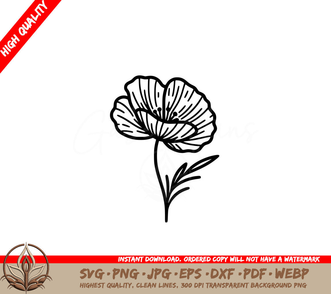 Bold Poppy Flower Digital Product Files SVG