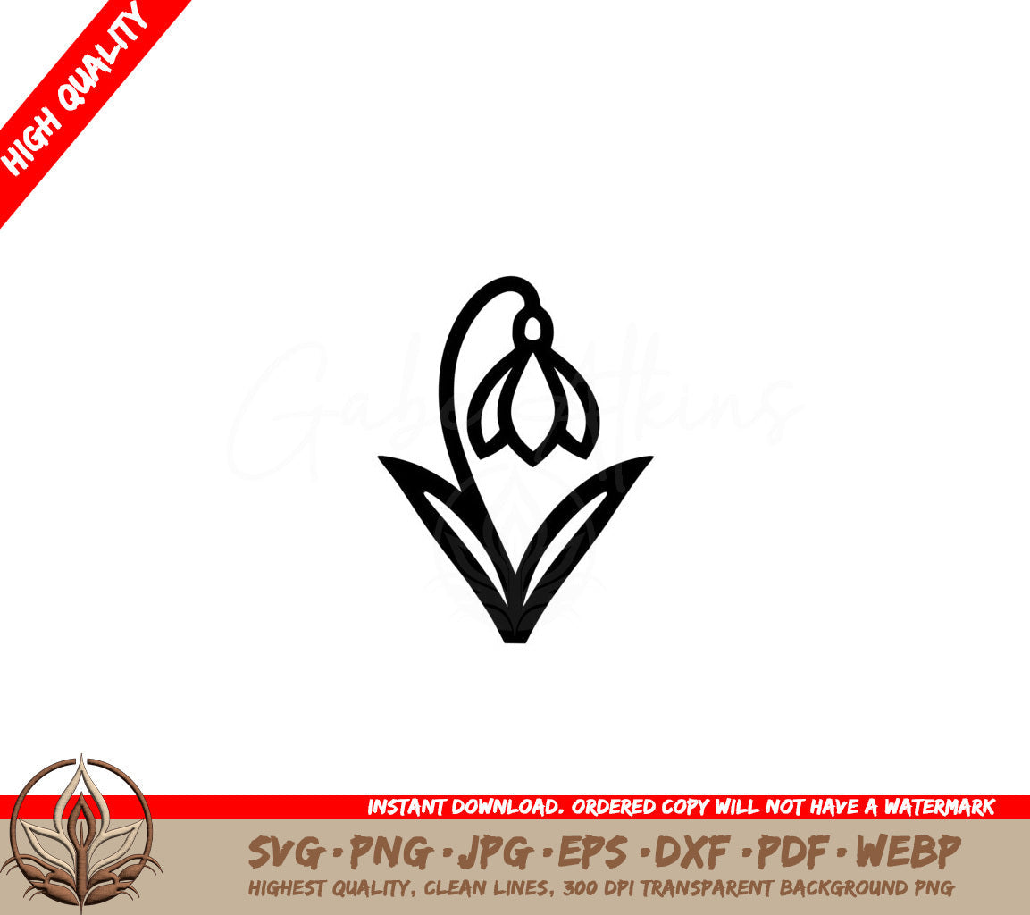 Bold Snowdrop Flower SVG Illustration