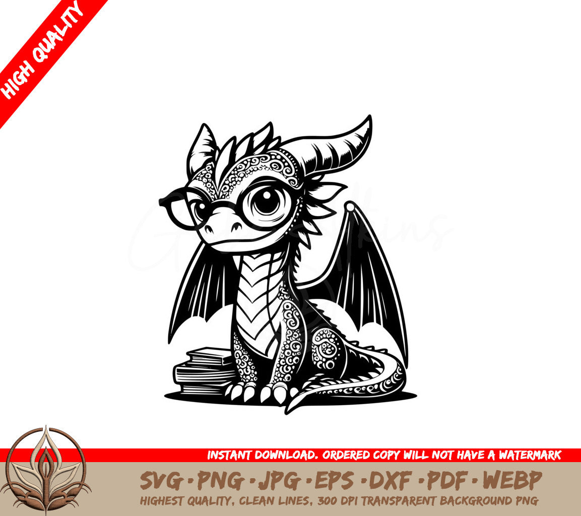 Book Loving Dragon SVG - Digital File in Multiple Formats