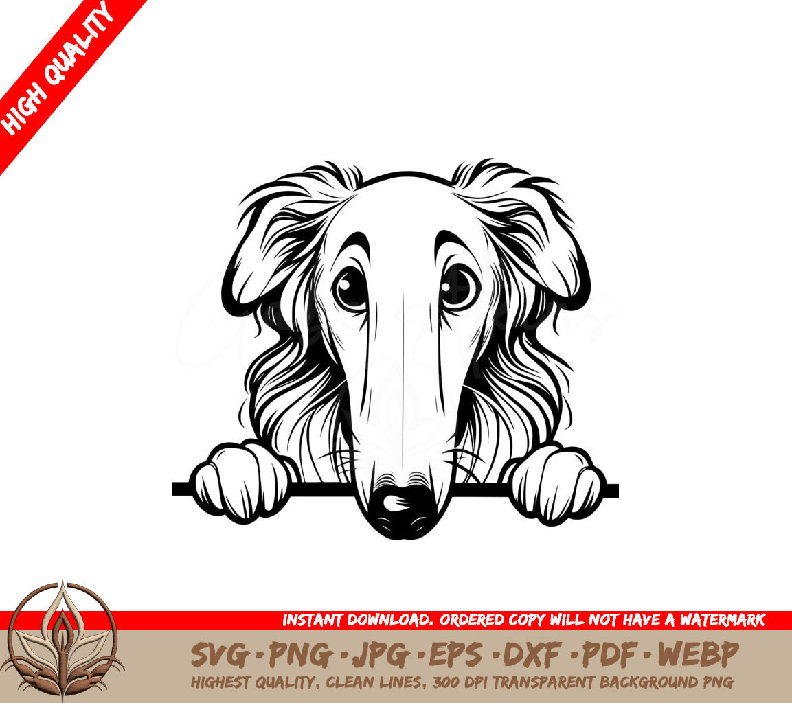 Borzoi Pooch Peek SVG