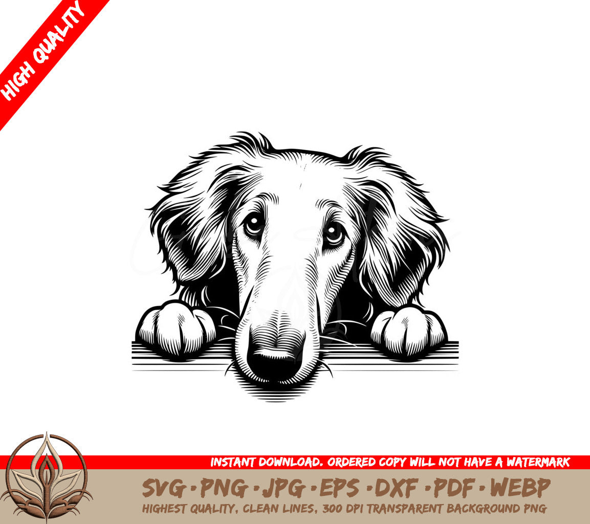 Borzoi Puppy Gaze Digital Product SVG