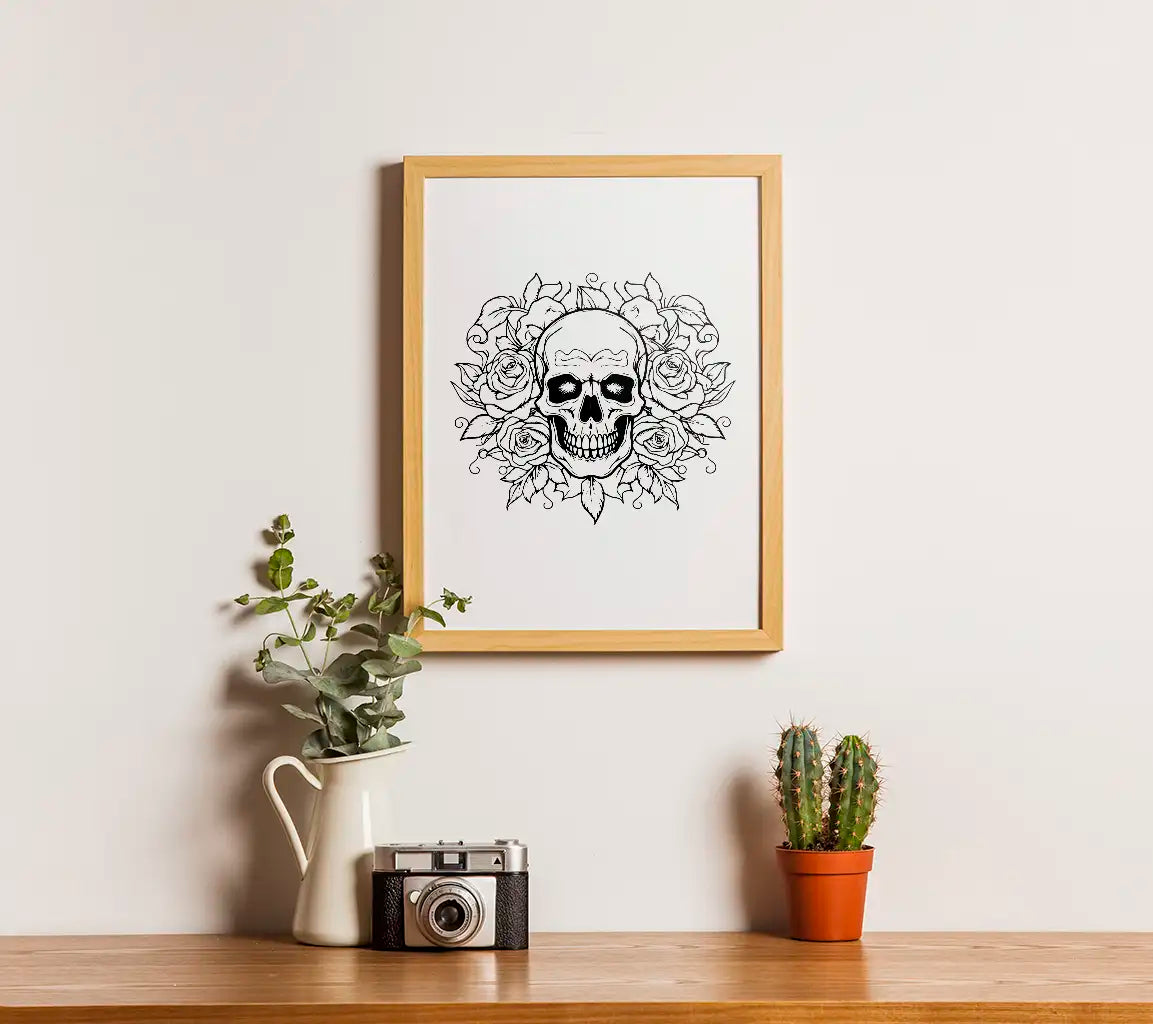 Botanical Roses Skull