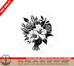 Bouquet of Roses and Lilies SVG 