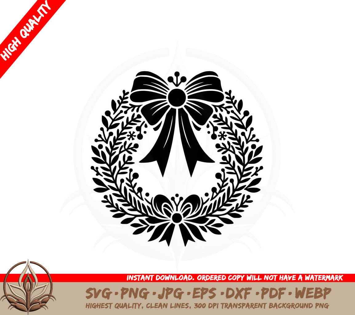 Bowed Christmas Wreath SVG 