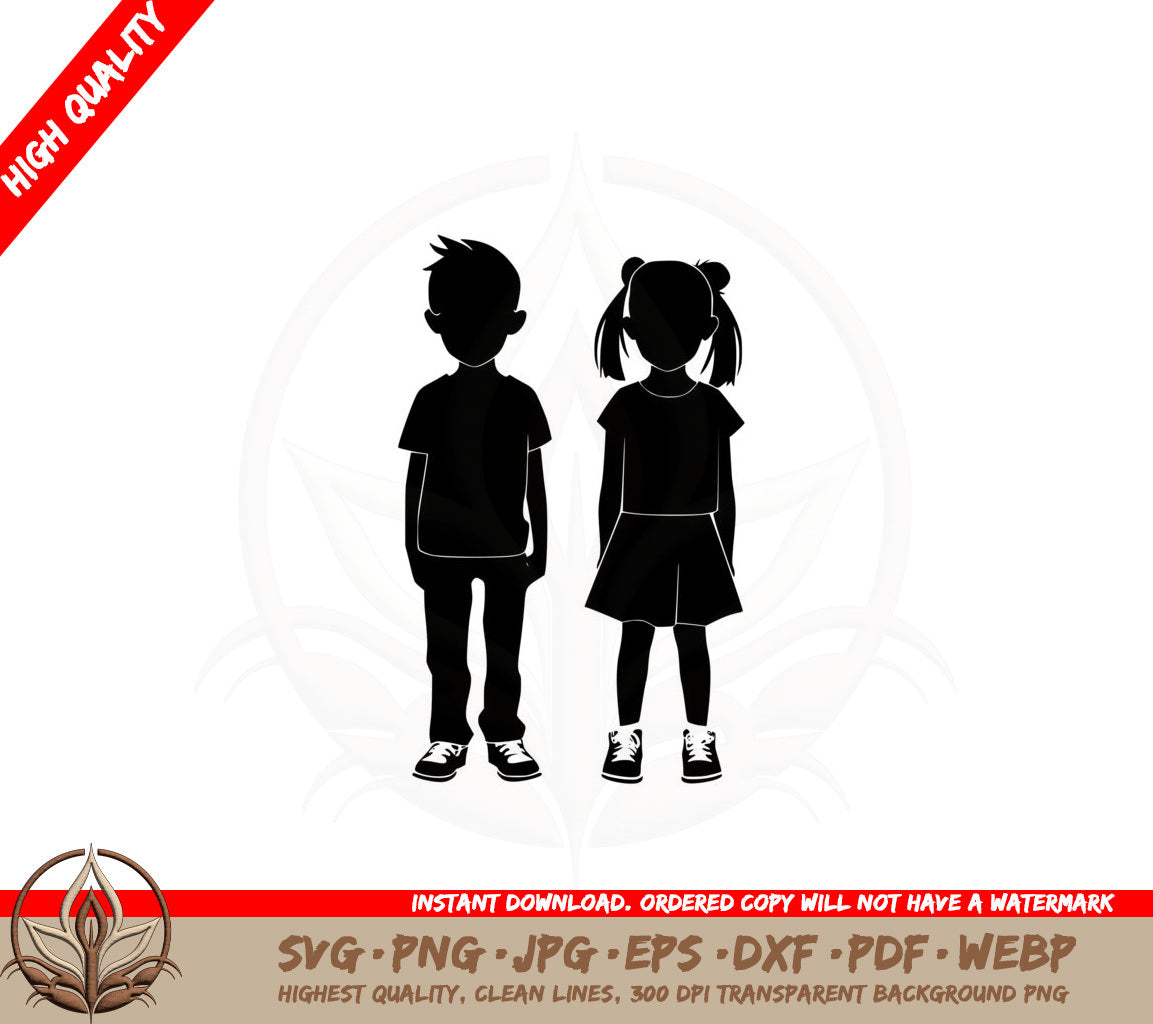 Boy and Girl Silhouette SVG 