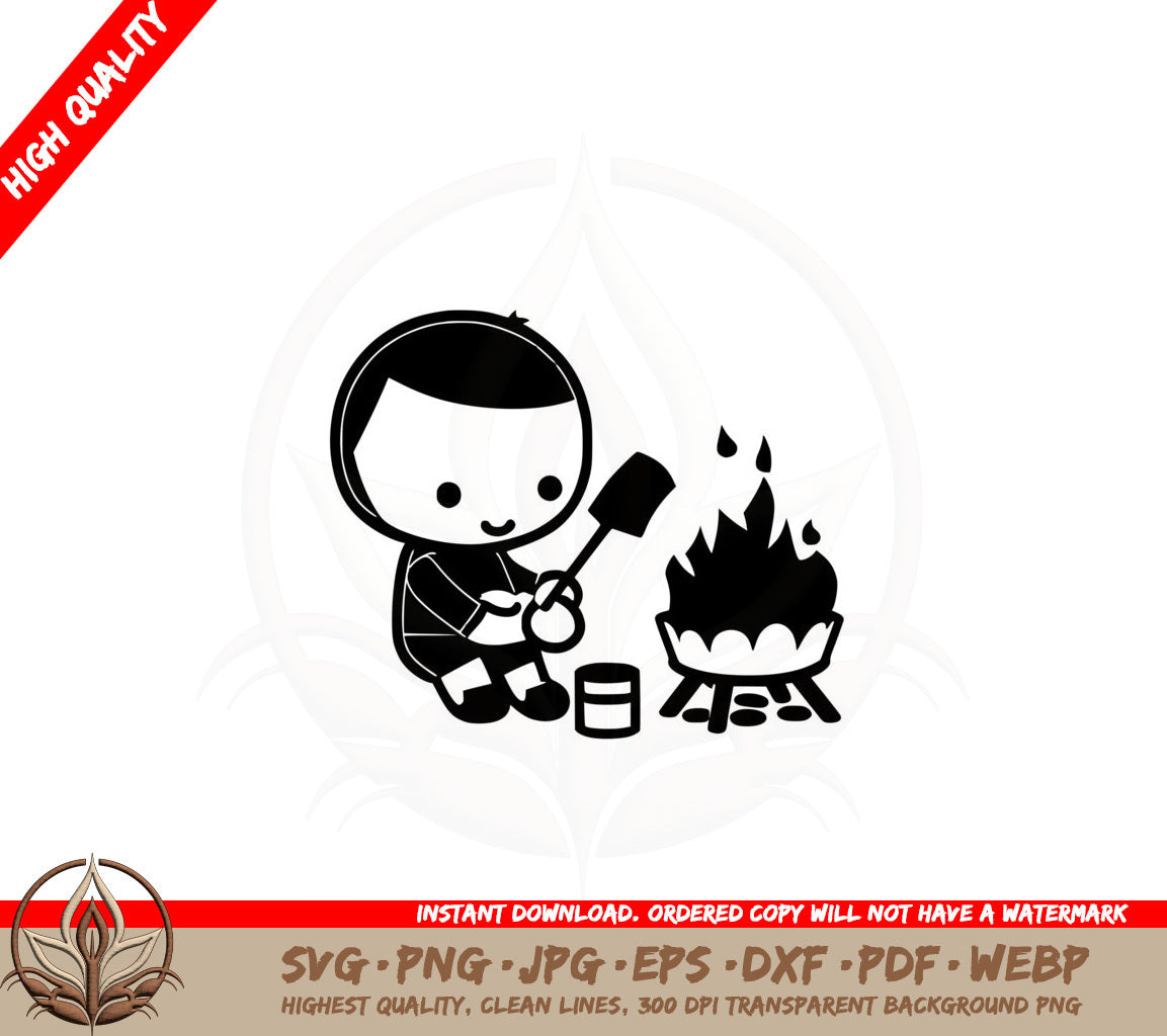 Boy by Campfire SVG 