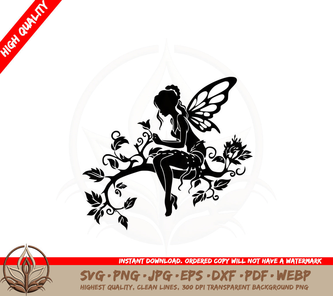 Branch Perched Fairy SVG 