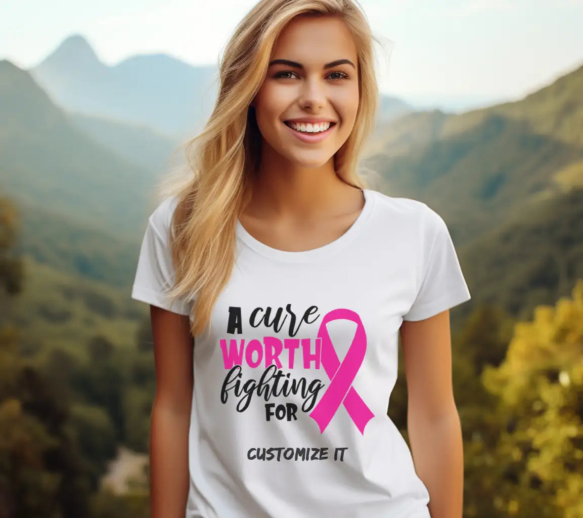 Pink Ribbon A Cure Worth Fighting For SVG - Breast Cancer Awareness SVG