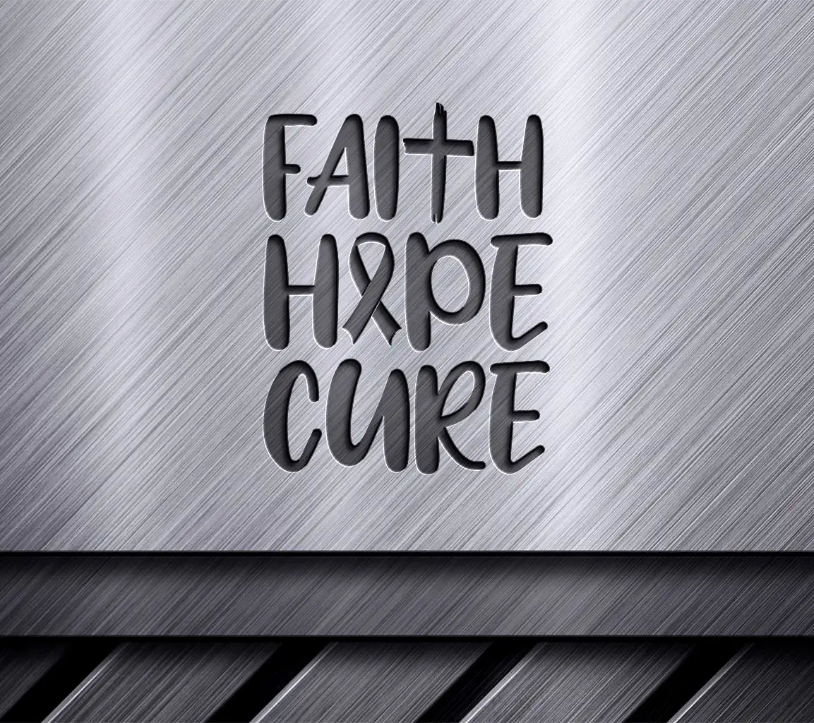 Faith, Hope, Cure Pink Ribbon Cross SVG - Breast Cancer Design SVG