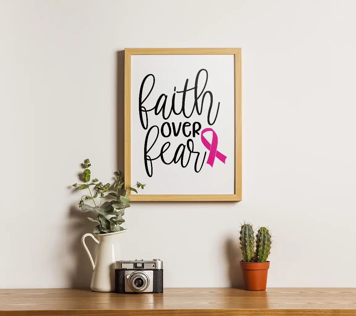 Faith Over Fear Pink Ribbon Breast Cancer SVG SVG