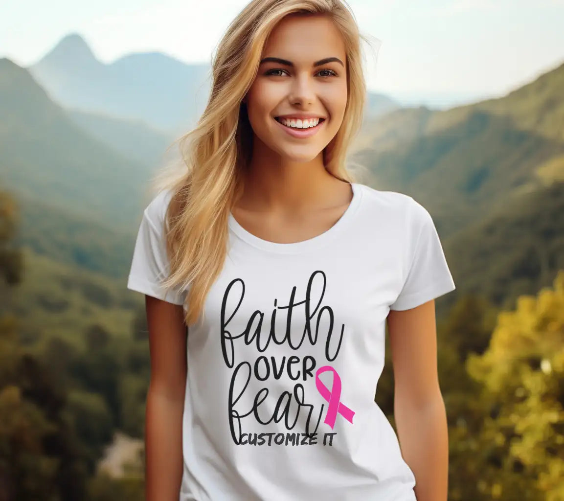 Faith Over Fear Pink Ribbon Breast Cancer SVG SVG