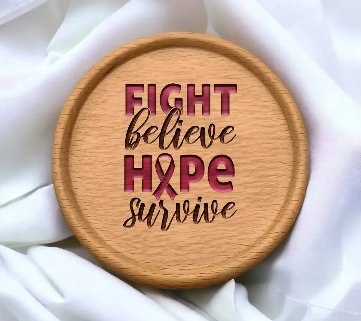 Pink Ribbon Fight Believe Hope Survive SVG Design SVG