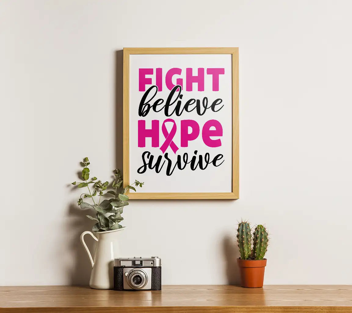 Pink Ribbon Fight Believe Hope Survive SVG Design SVG