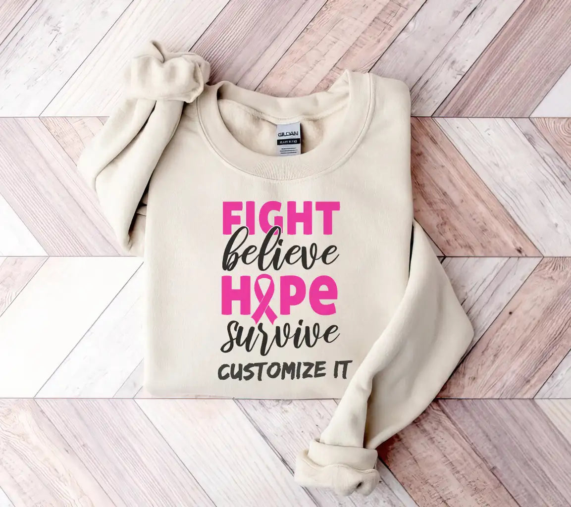 Pink Ribbon Fight Believe Hope Survive SVG Design SVG