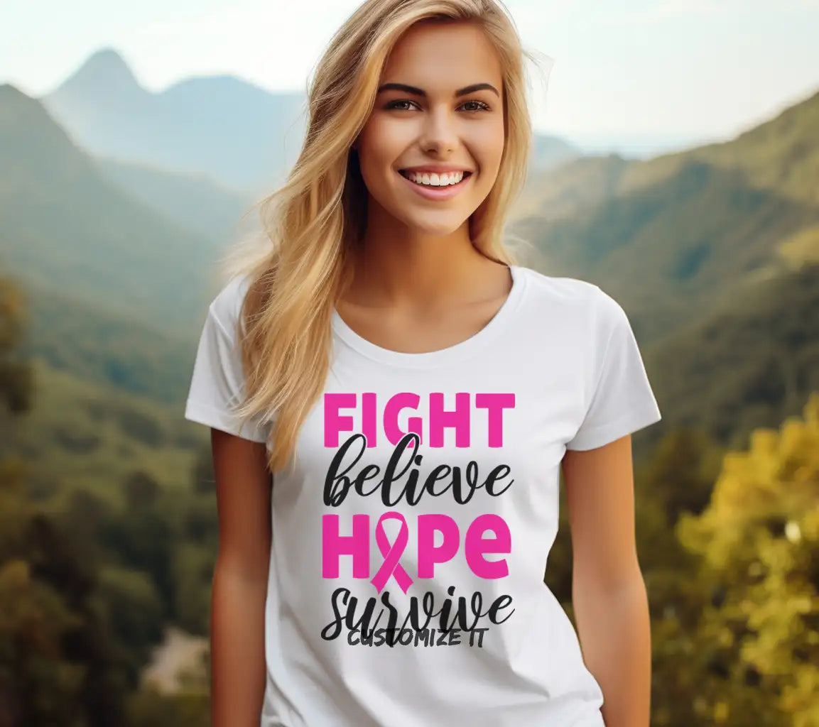 Pink Ribbon Fight Believe Hope Survive SVG Design SVG