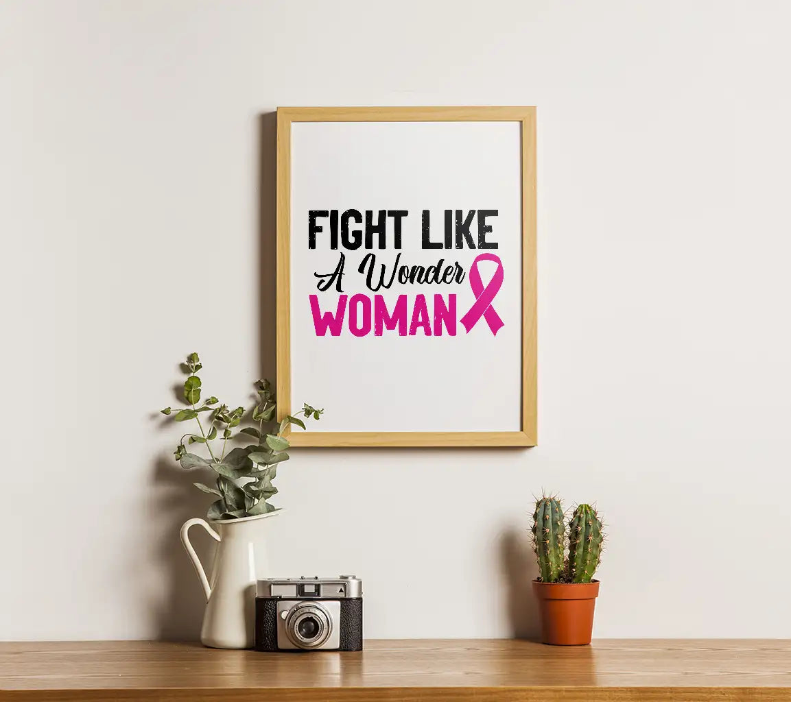 Fight Like A Wonder Woman Pink Ribbon SVG - Breast Cancer Awareness SVG