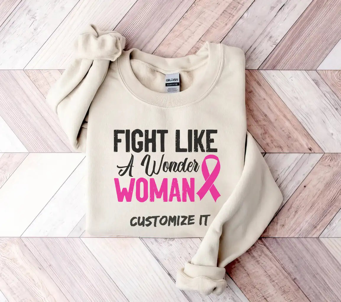 Fight Like A Wonder Woman Pink Ribbon SVG - Breast Cancer Awareness SVG