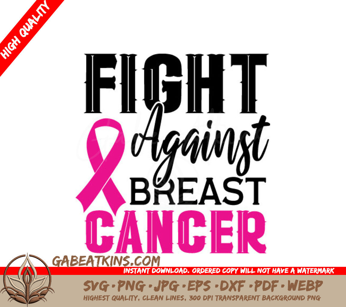 Pink Ribbon Breast Cancer Awareness SVG - Fight Against Breast Cancer SVG