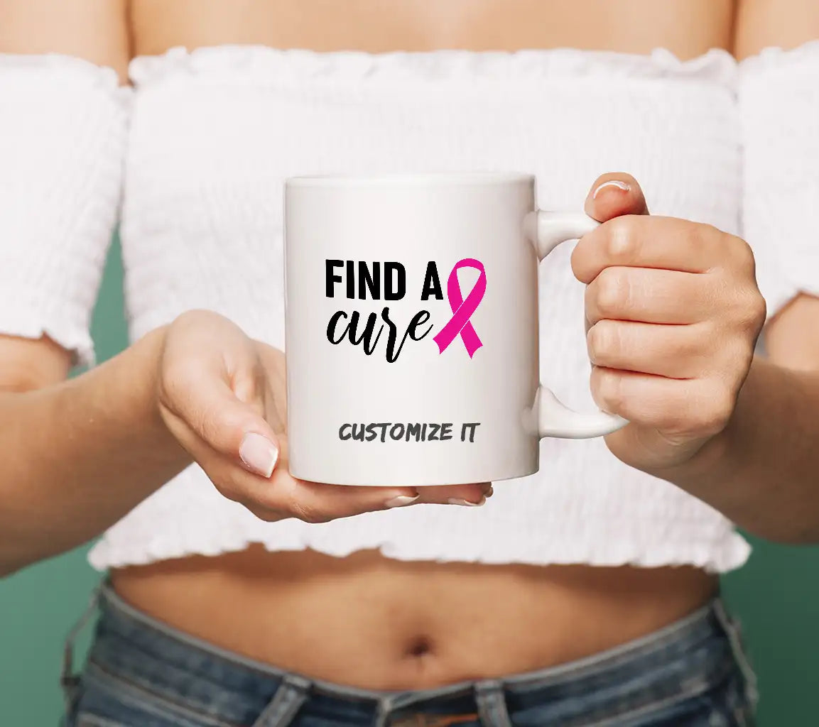 Pink Ribbon Find A Cure SVG - Breast Cancer Awareness Design SVG