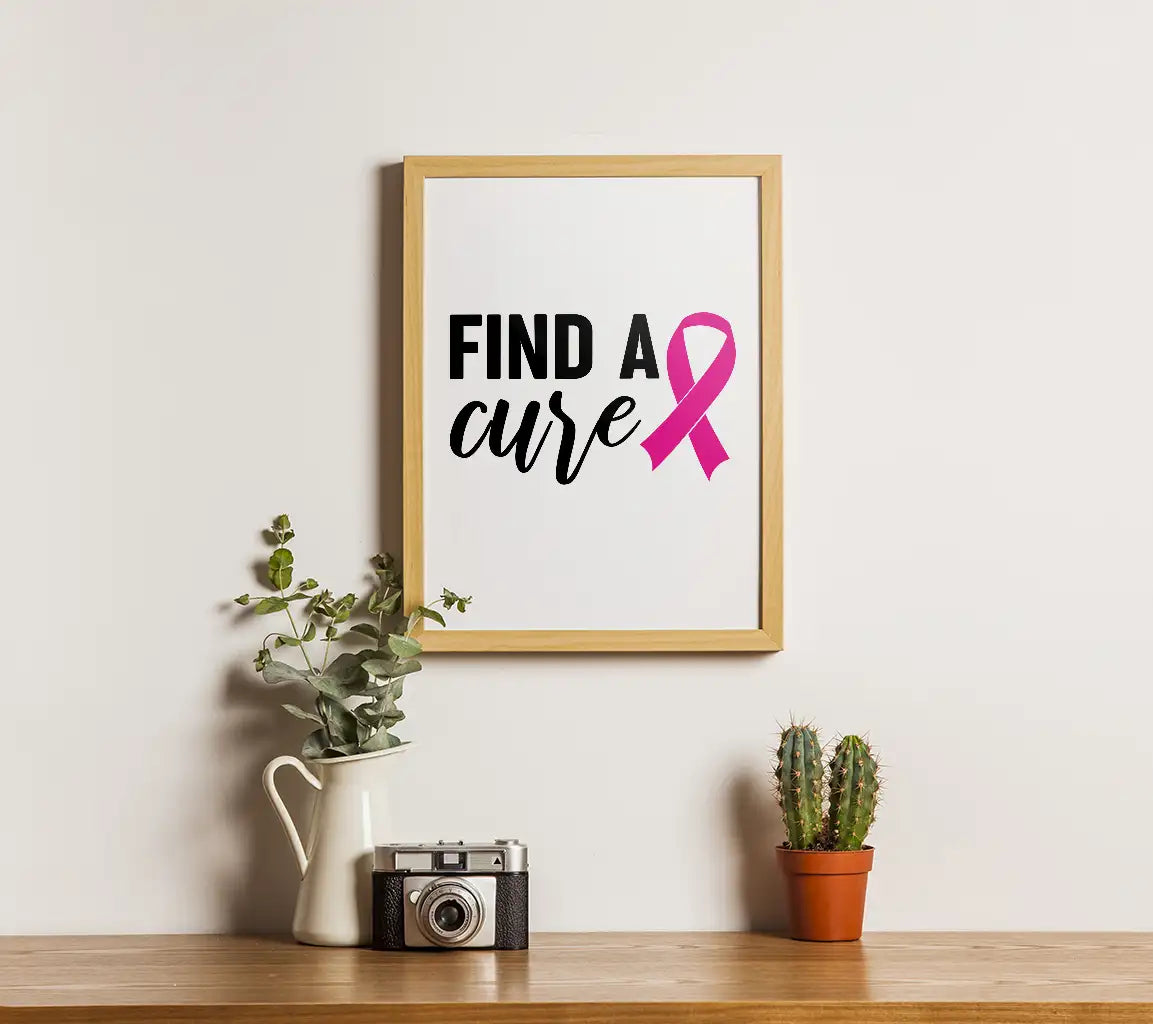 Pink Ribbon Find A Cure SVG - Breast Cancer Awareness Design SVG