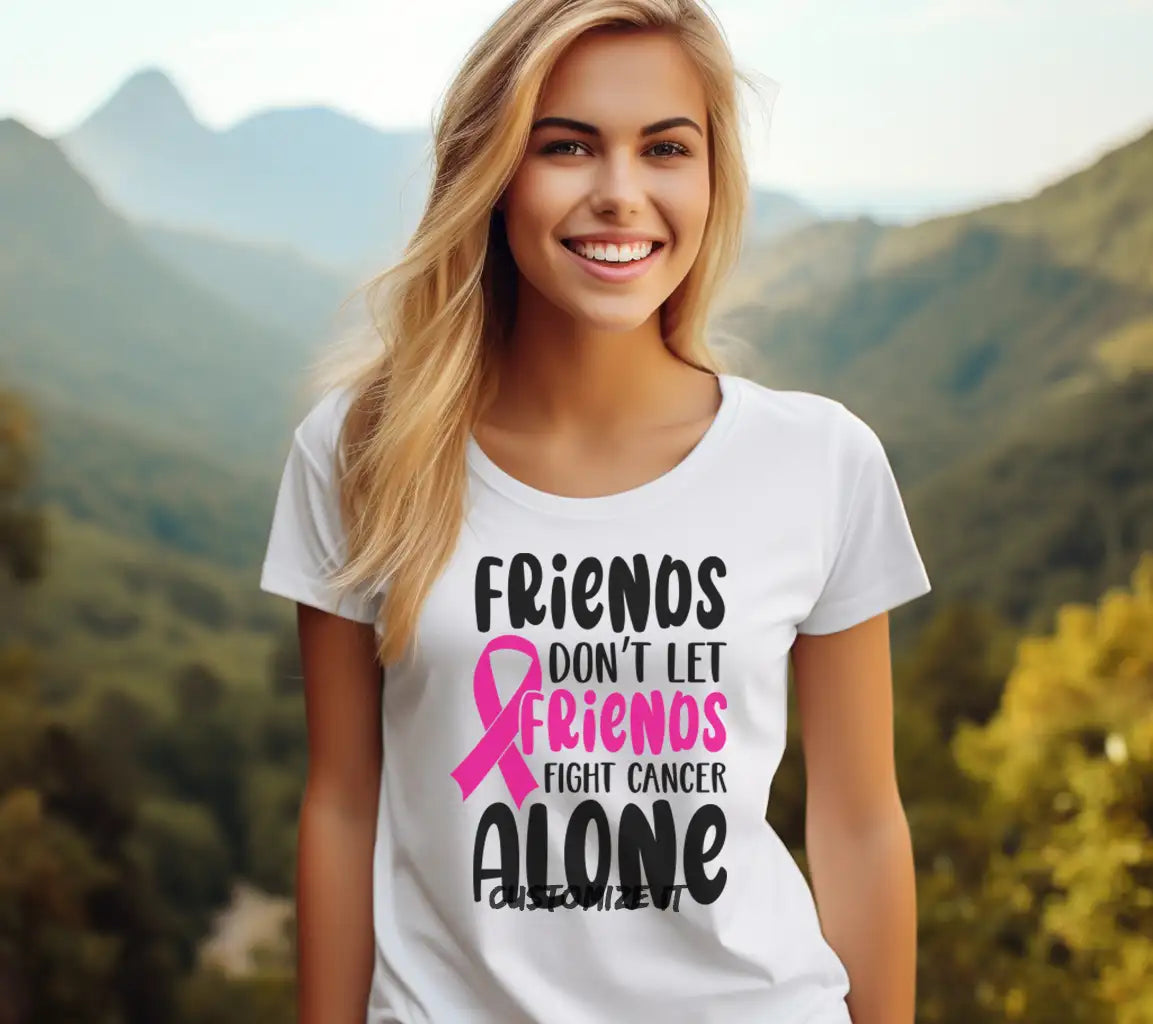 Friends Dont Let Friends Fight Cancer Alone Pink Ribbon SVG Design SVG