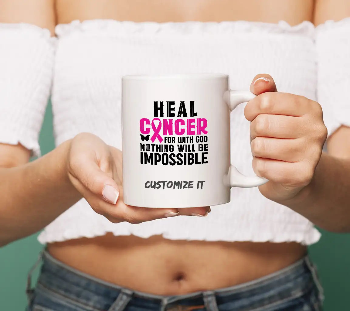 Heal Cancer For With God Nothing Will Be Impossible SVG Poster - Breast Cancer Support SVG