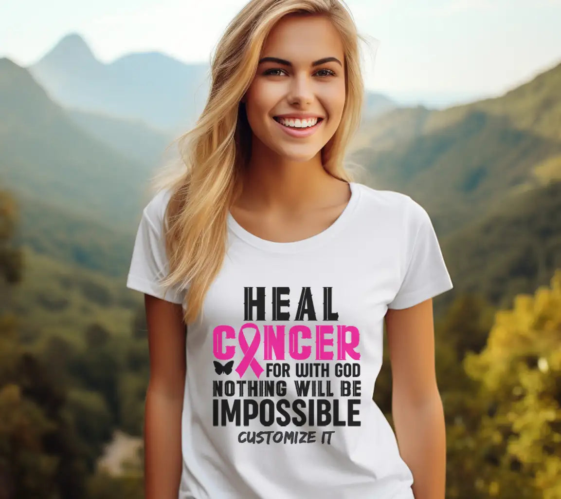 Heal Cancer For With God Nothing Will Be Impossible SVG Poster - Breast Cancer Support SVG