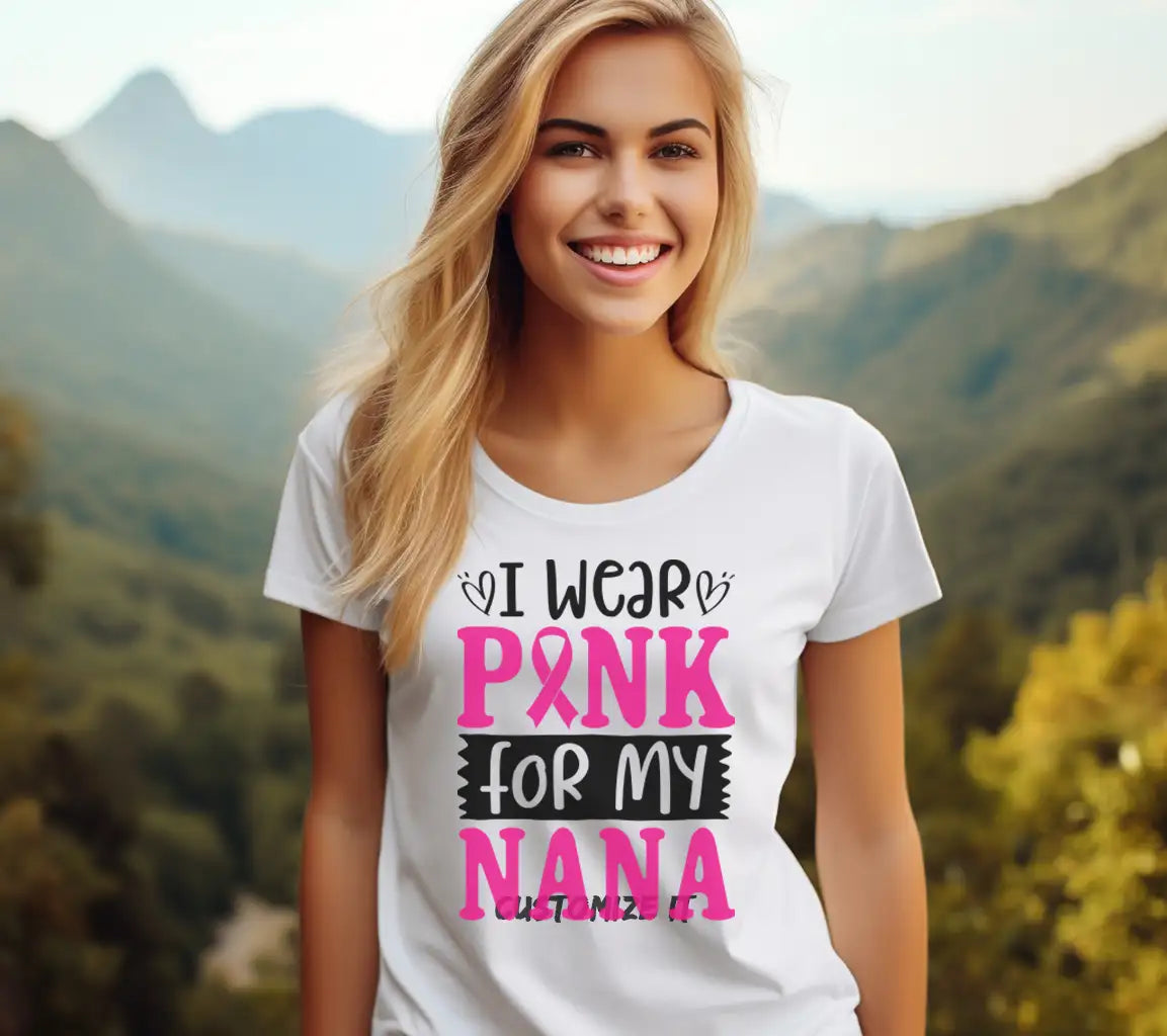 I Wear Pink For My Nana SVG - Breast Cancer Awareness Poster SVG