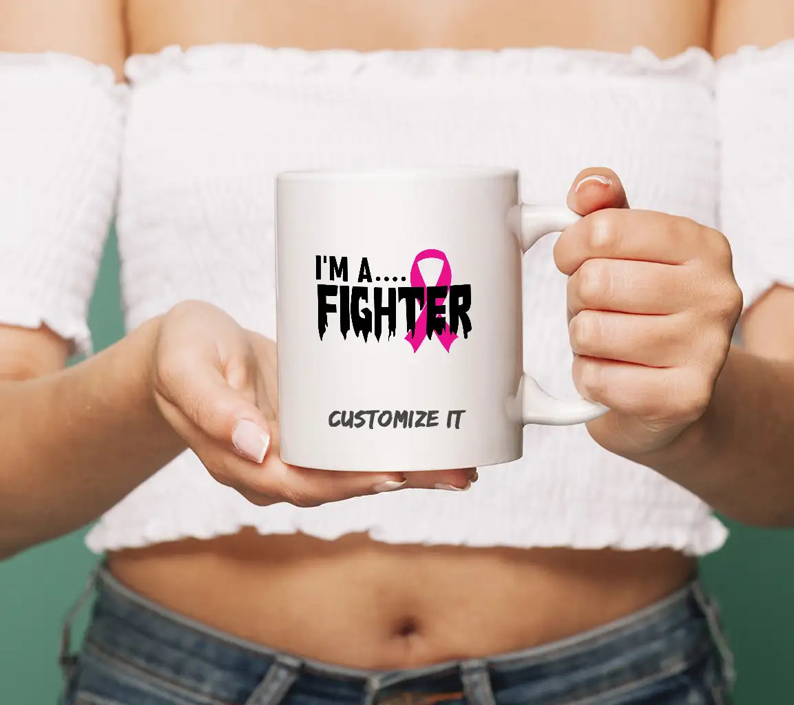 Pink Ribbon Im a Fighter SVG - Breast Cancer Awareness Design SVG