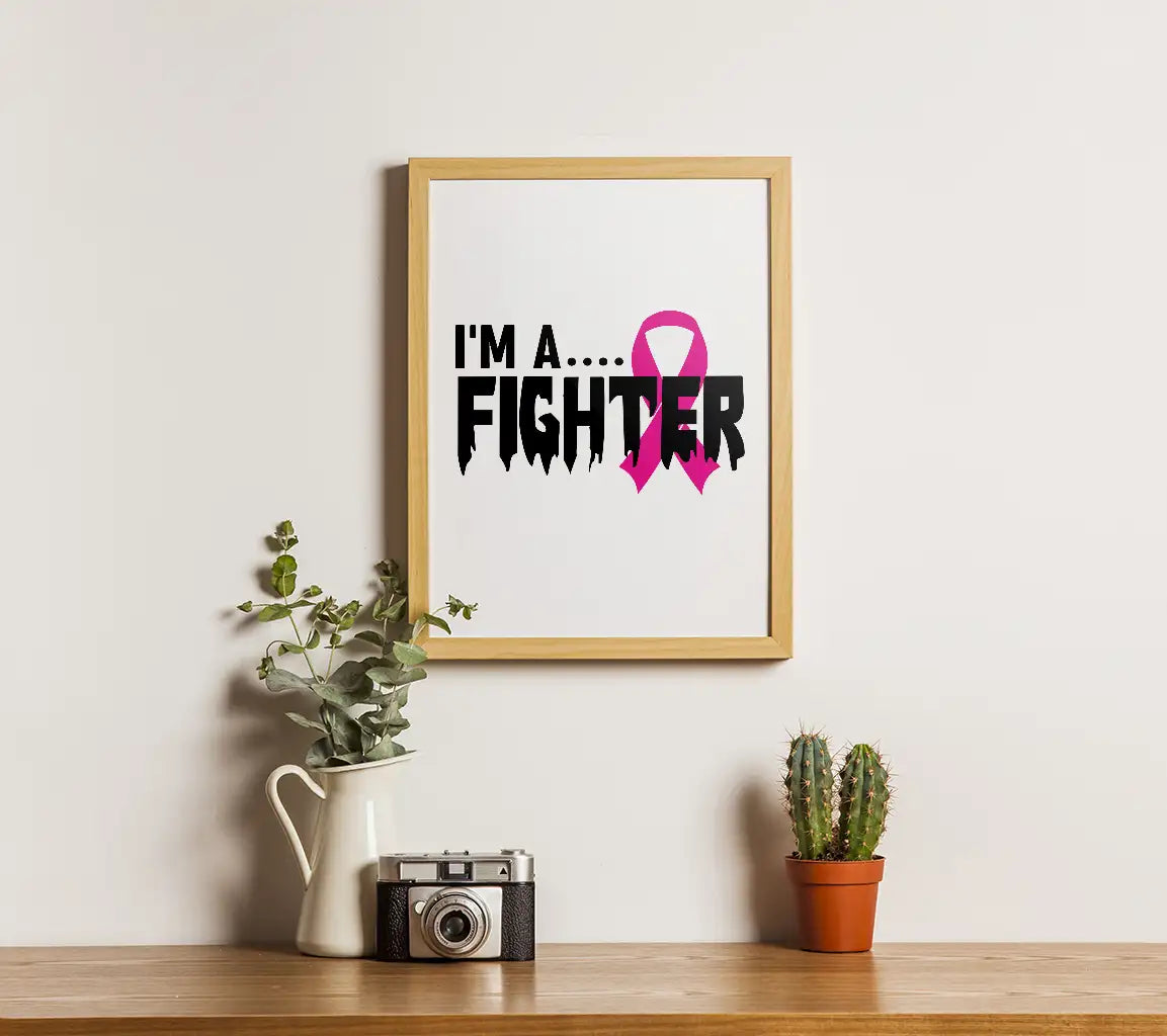 Pink Ribbon Im a Fighter SVG - Breast Cancer Awareness Design SVG