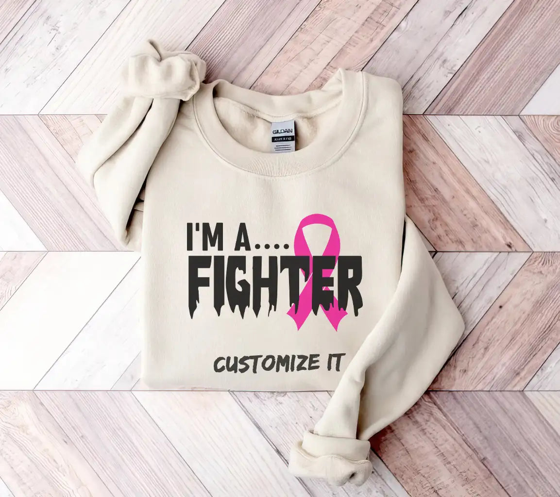 Pink Ribbon Im a Fighter SVG - Breast Cancer Awareness Design SVG