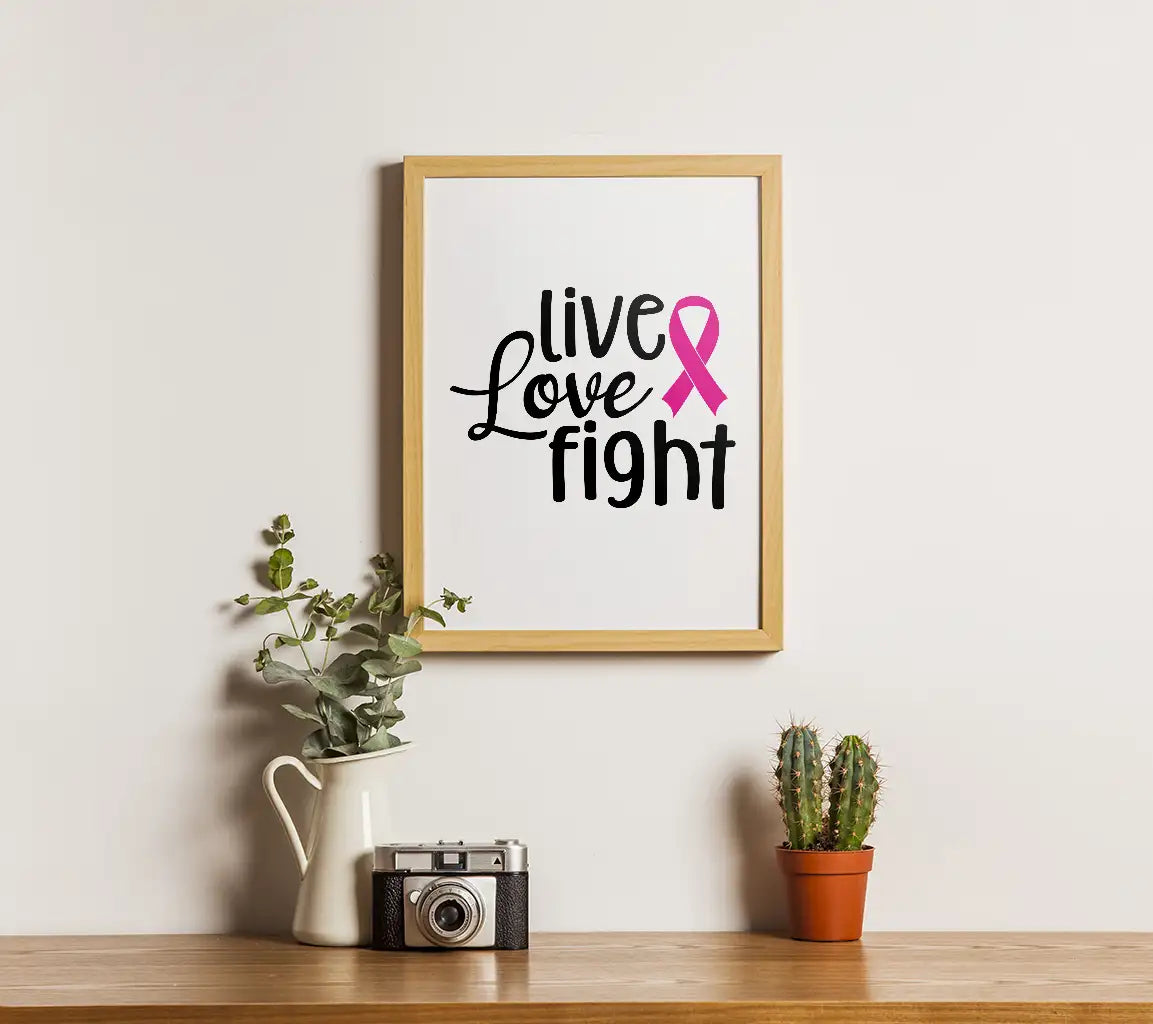 Live Love Fight Pink Ribbon SVG - Breast Cancer Awareness Design SVG