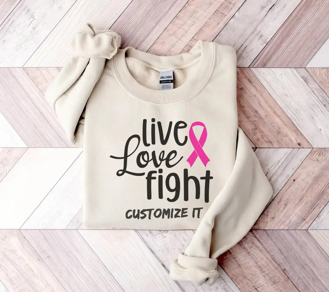 Live Love Fight Pink Ribbon SVG - Breast Cancer Awareness Design SVG