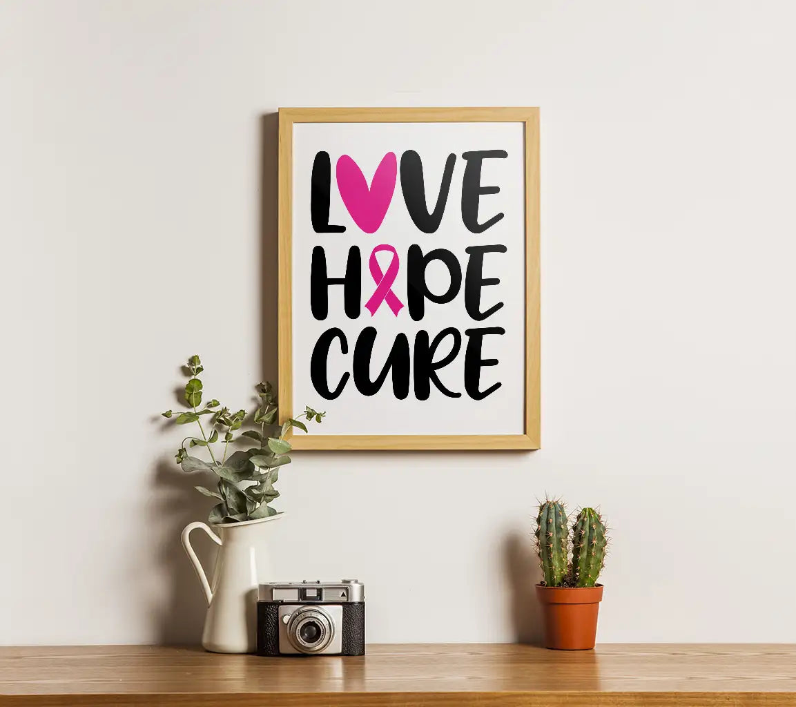 Pink Ribbon Love Hope Cure SVG for Breast Cancer Awareness SVG