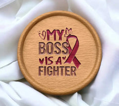 My Boss Is A Fighter Pink Ribbon SVG - Breast Cancer Awareness SVG