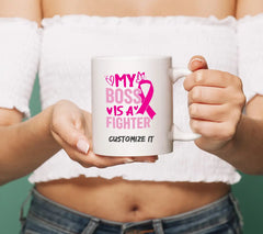 My Boss Is A Fighter Pink Ribbon SVG - Breast Cancer Awareness SVG