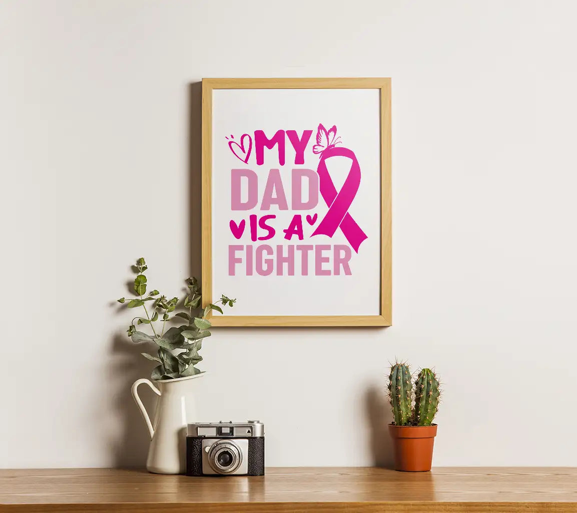 My Dad Is A Fighter Pink Ribbon SVG - Breast Cancer Awareness SVG