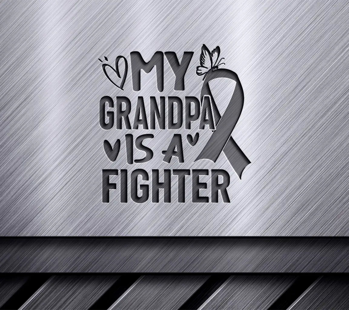 My Grandpa Is A Fighter Pink Ribbon SVG - Breast Cancer Support SVG