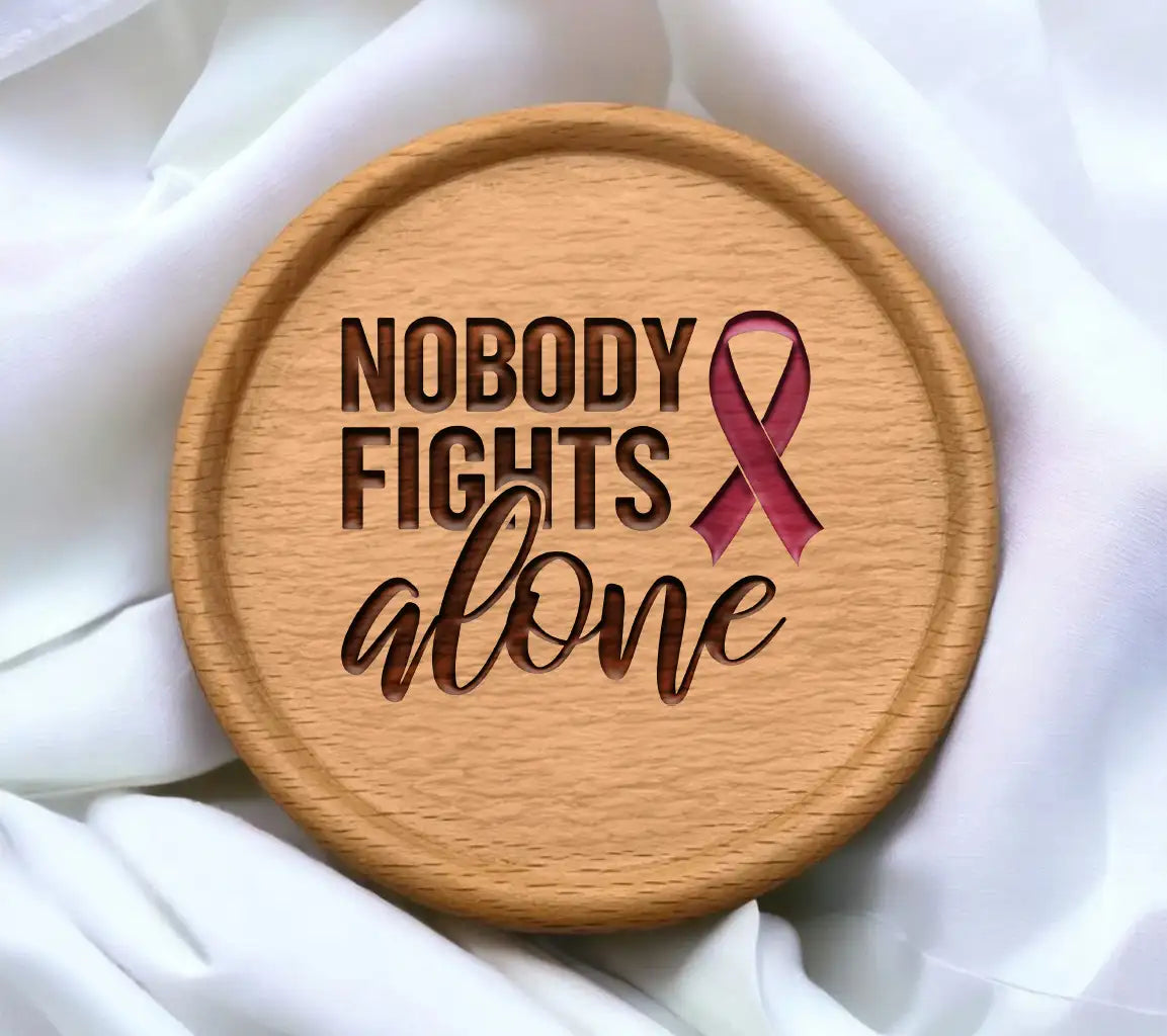 Pink Ribbon Nobody Fights Alone SVG - Breast Cancer Awareness SVG